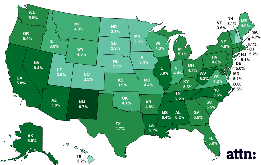 Map of Unemployment Rates by State ATTN